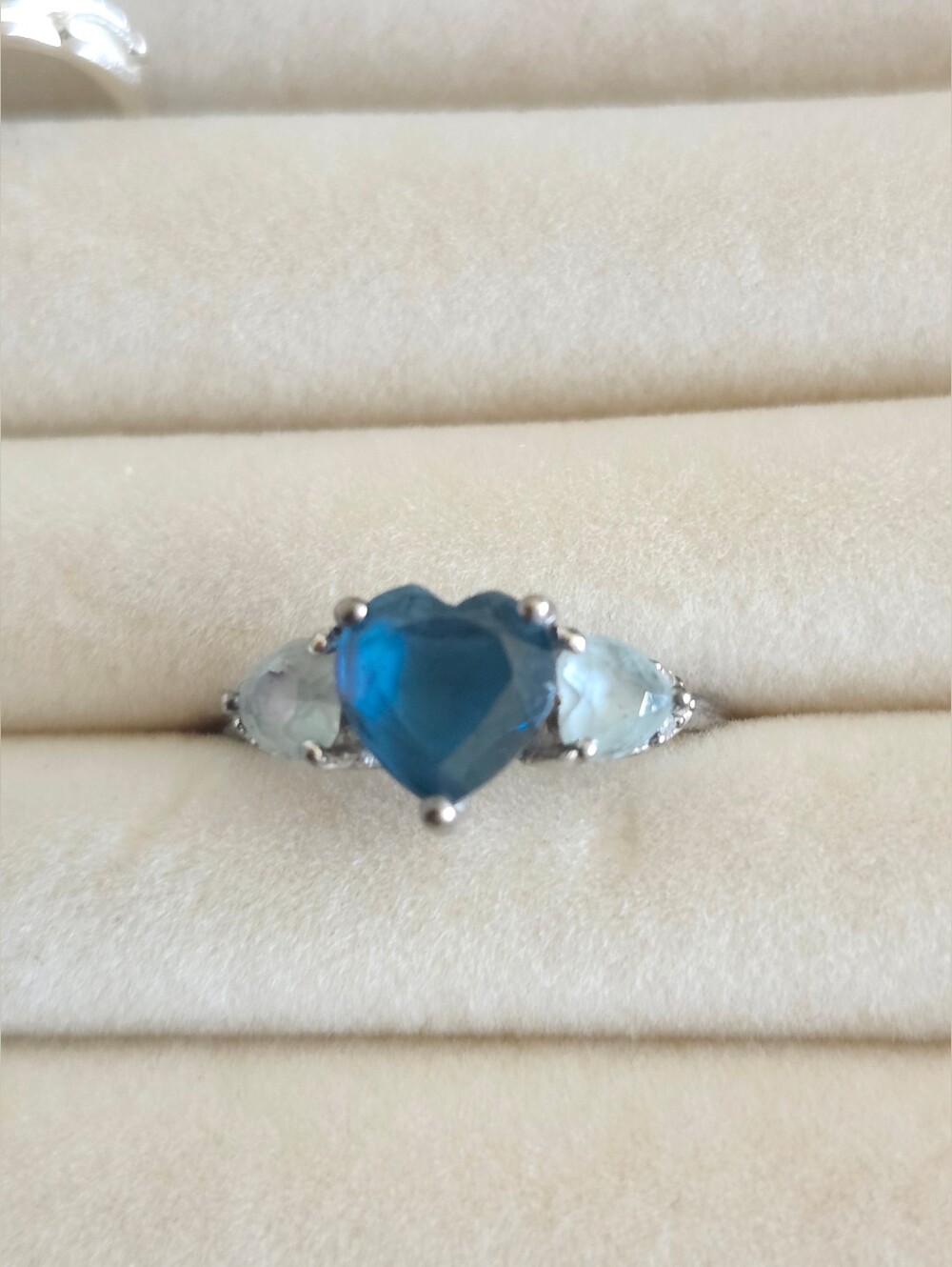 Geniune Lond And Sky Blue Topaz Heart Shaped Ring
